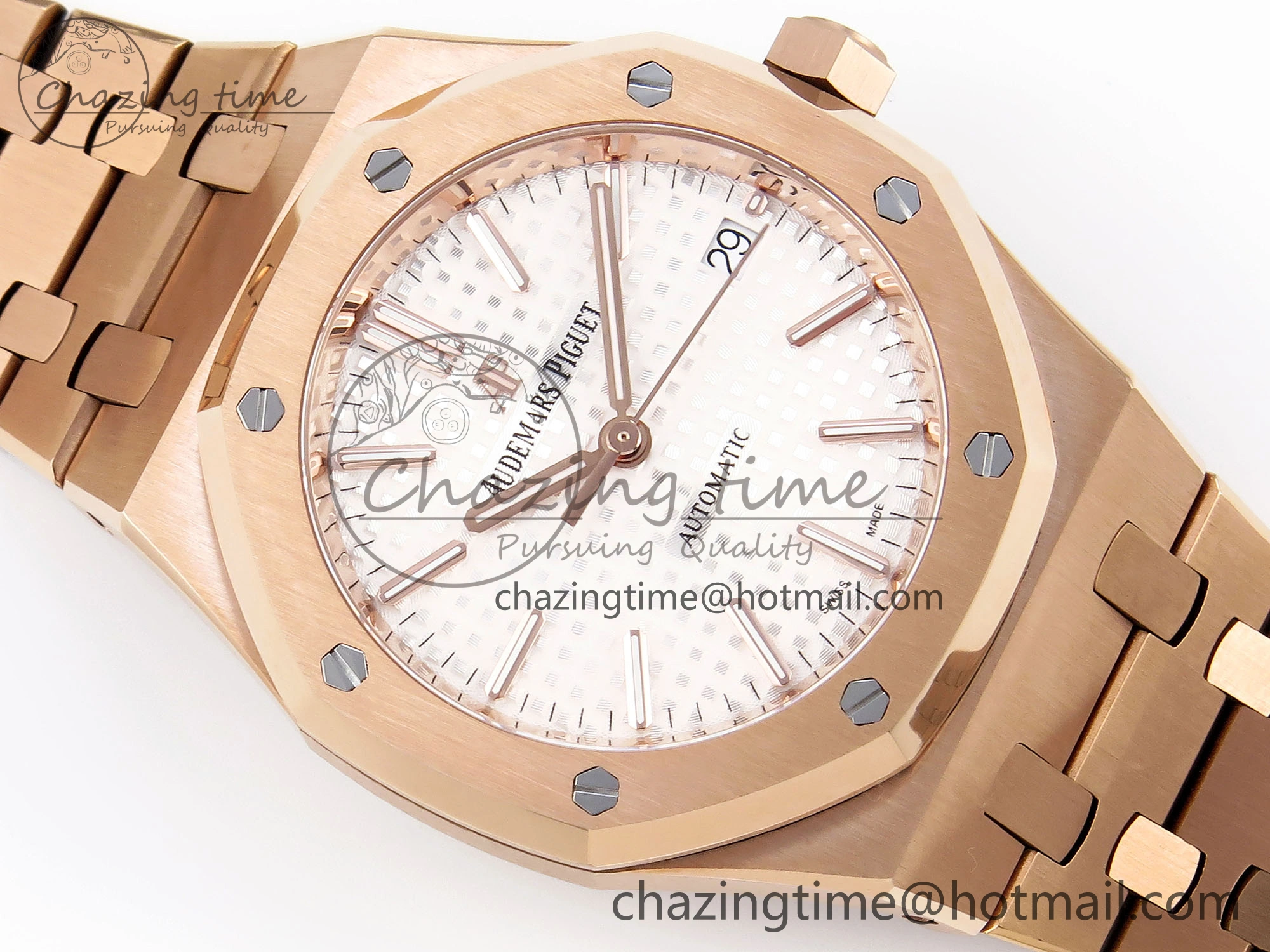 Royal Oak 37mm 15450 RG IPF Best Edition White Dial on RG Bracelet SA3120 Super Clone