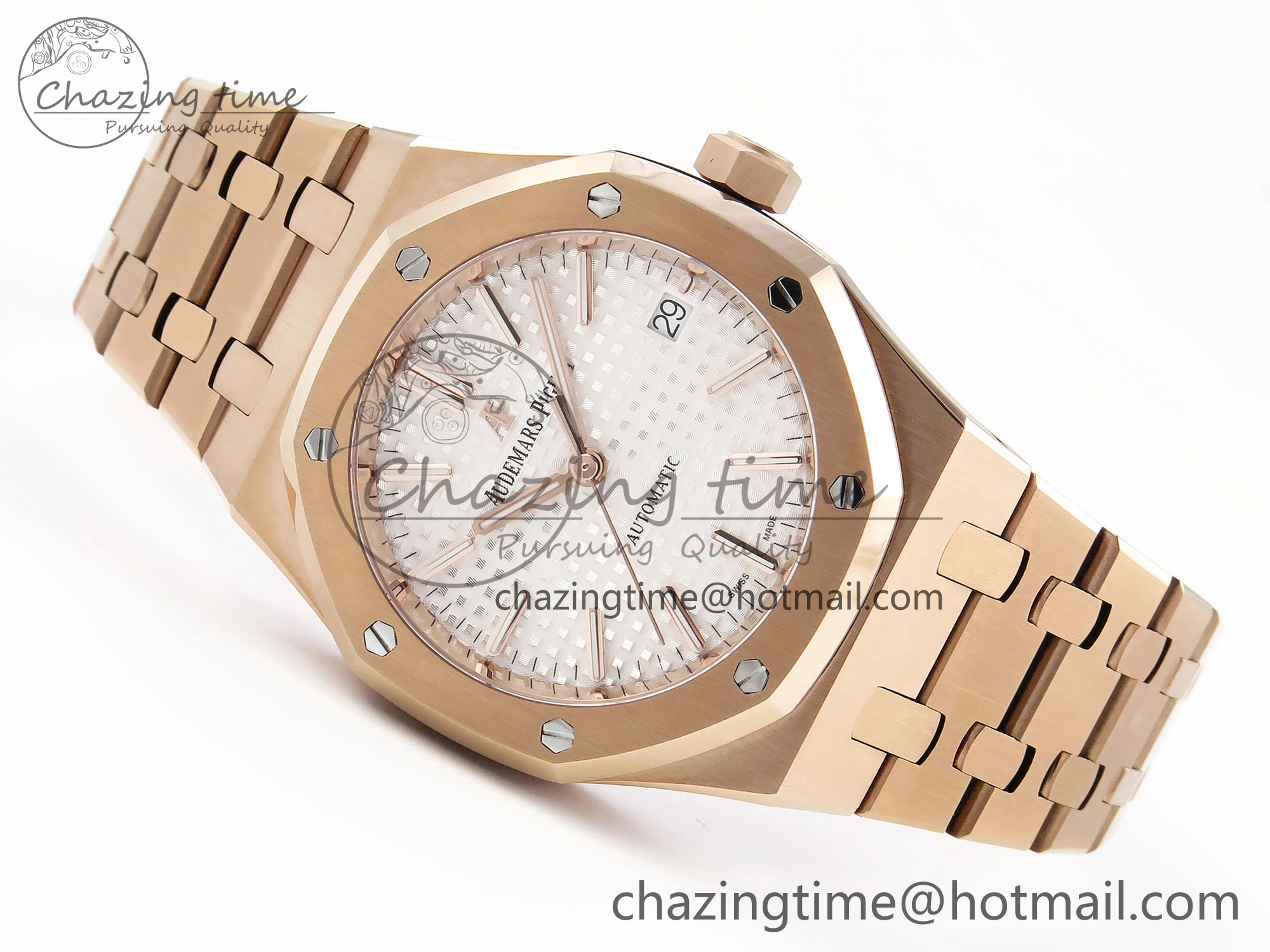 Royal Oak 37mm 15450 RG IPF Best Edition White Dial on RG Bracelet SA3120 Super Clone