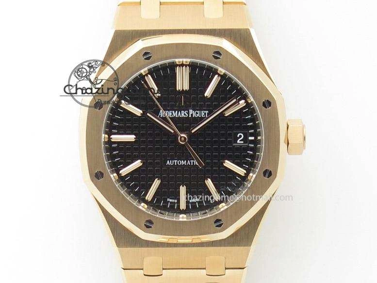 Royal Oak 37mm 15450 RG JF 1:1 Best Edition Black Dial On RG Bracelet A3120