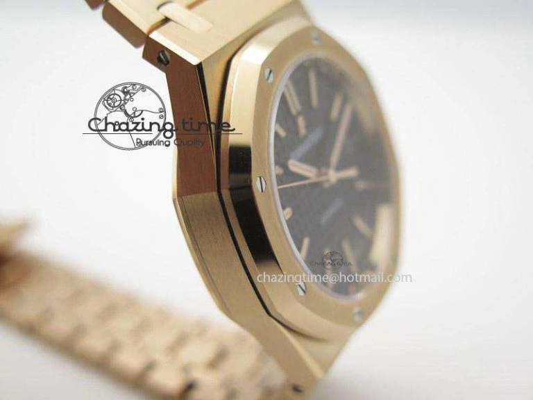 Royal Oak 37mm 15450 RG JF 1:1 Best Edition Black Dial On RG Bracelet A3120