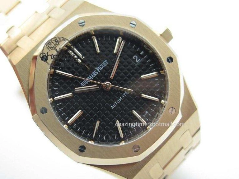 Royal Oak 37mm 15450 RG JF 1:1 Best Edition Black Dial On RG Bracelet A3120