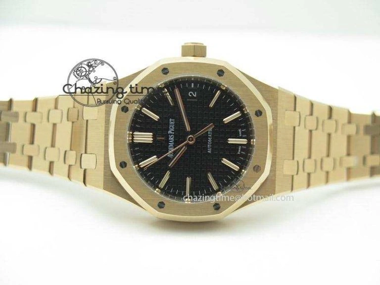 Royal Oak 37mm 15450 RG JF 1:1 Best Edition Black Dial On RG Bracelet A3120