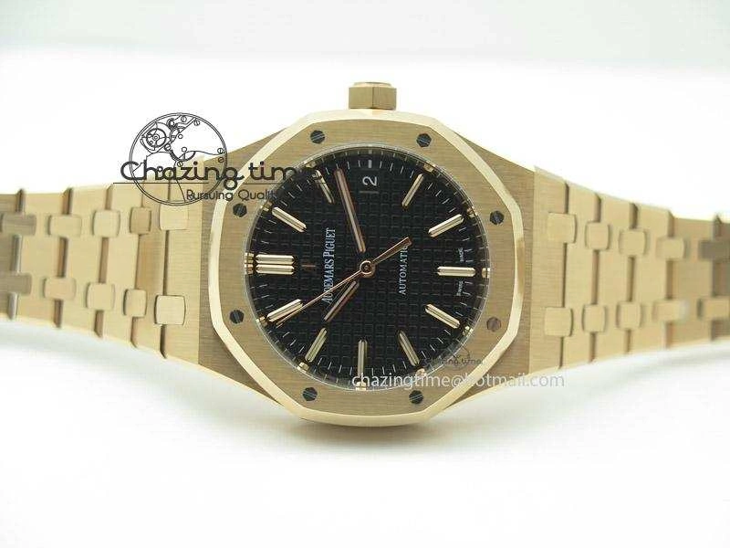 Royal Oak 37mm 15450 RG JF 1:1 Best Edition Black Dial On RG Bracelet A3120