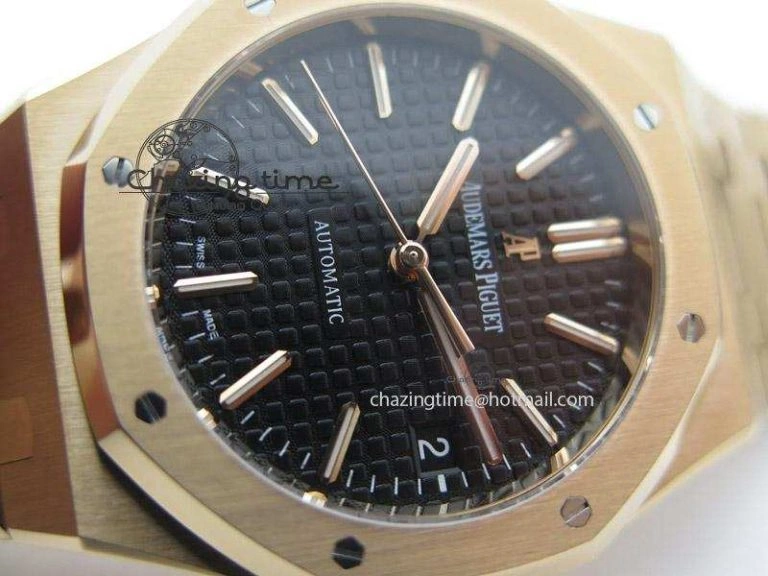 Royal Oak 37mm 15450 RG JF 1:1 Best Edition Black Dial On RG Bracelet A3120