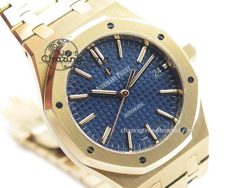 Royal Oak 37mm 15450 RG JF 1:1 Best Edition Blue Dial On RG Bracelet A3120