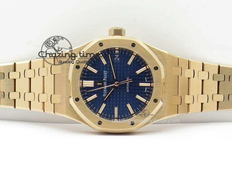 Royal Oak 37mm 15450 RG JF 1:1 Best Edition Blue Dial On RG Bracelet A3120