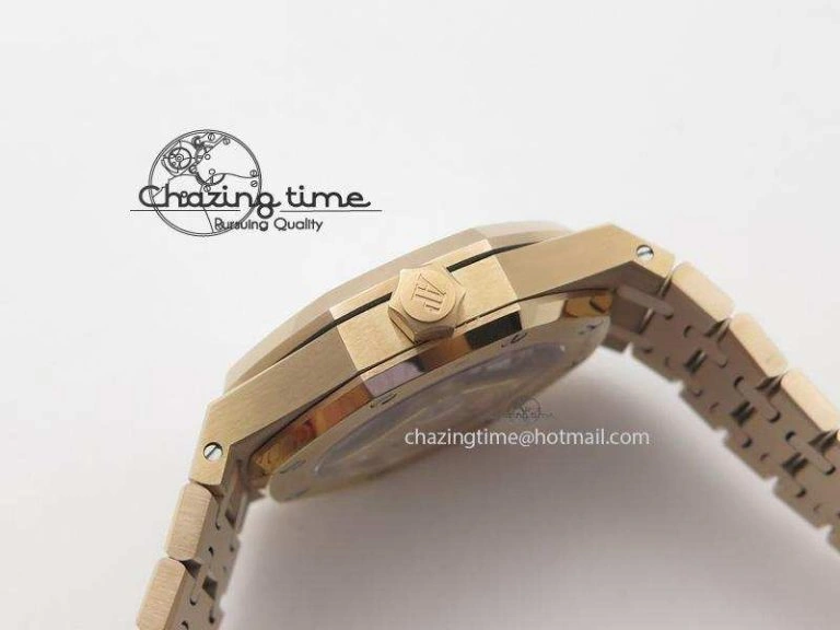 Royal Oak 37mm 15450 RG JF 1:1 Best Edition Diamonds Bezel Black Dial On RG Bracelet A3120