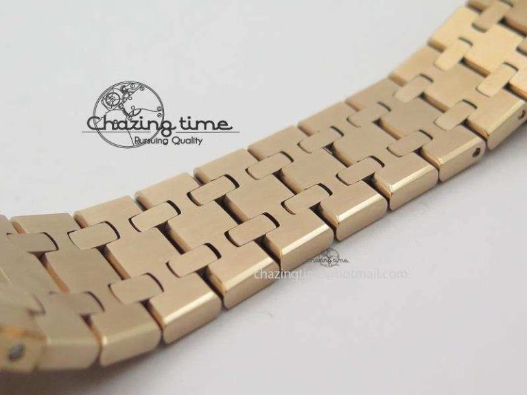 Royal Oak 37mm 15450 RG JF 1:1 Best Edition Diamonds Bezel Black Dial On RG Bracelet A3120