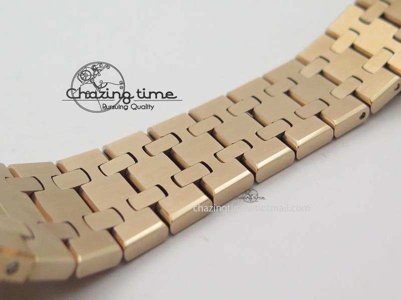 Royal Oak 37mm 15450 RG JF 1:1 Best Edition Diamonds Bezel Black Dial On RG Bracelet A3120