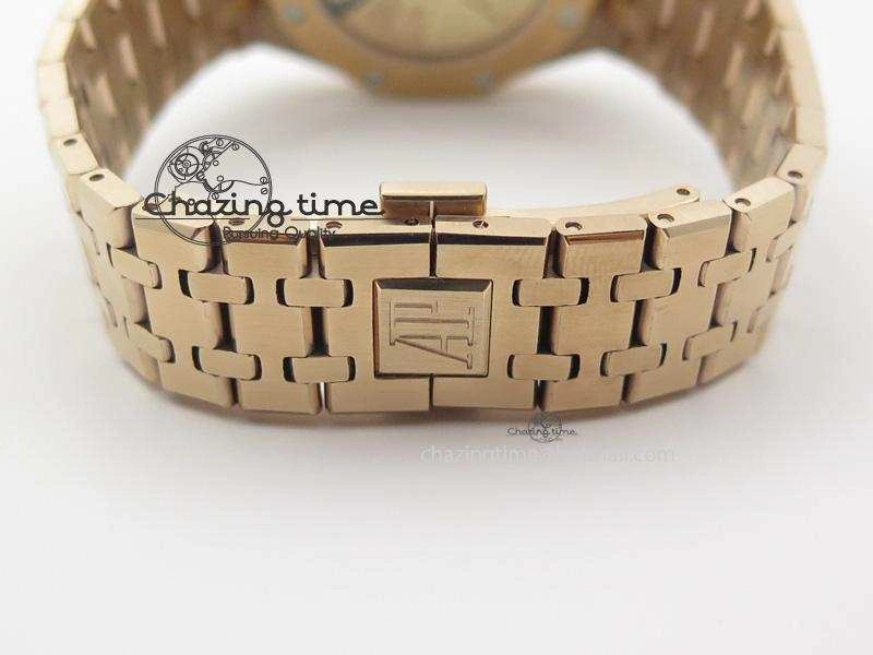 Royal Oak 37mm 15450 RG JF 1:1 Best Edition Diamonds Bezel Silver Dial On RG Bracelet A3120