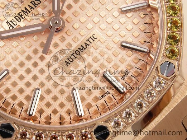 Royal Oak 37mm 15450 RG Rainbow Diamonds Bezel IPF Best Edition RG Dial on RG Bracelet SA3120 Super Clone