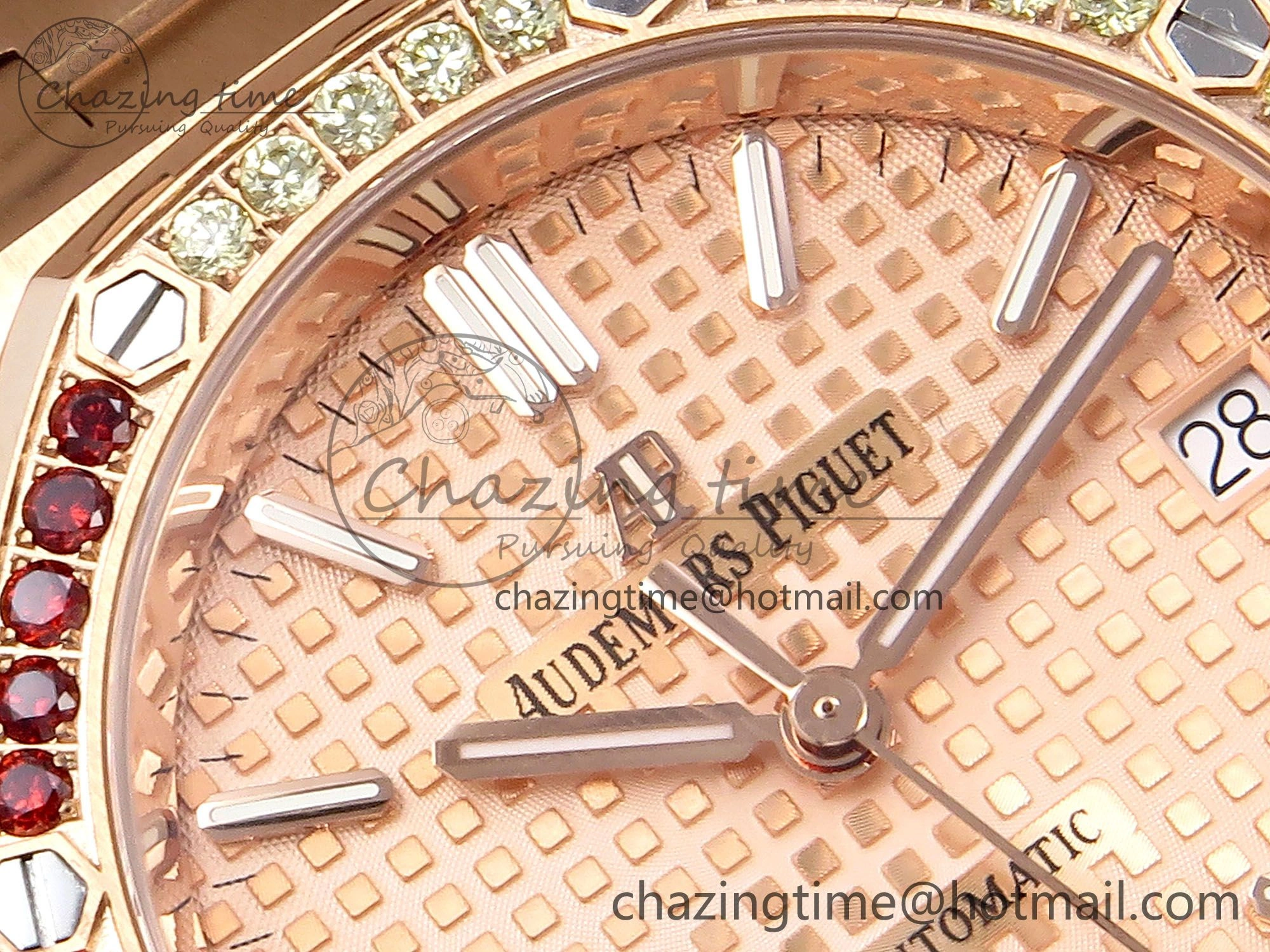 Royal Oak 37mm 15450 RG Rainbow Diamonds Bezel IPF Best Edition RG Dial on RG Bracelet SA3120 Super Clone