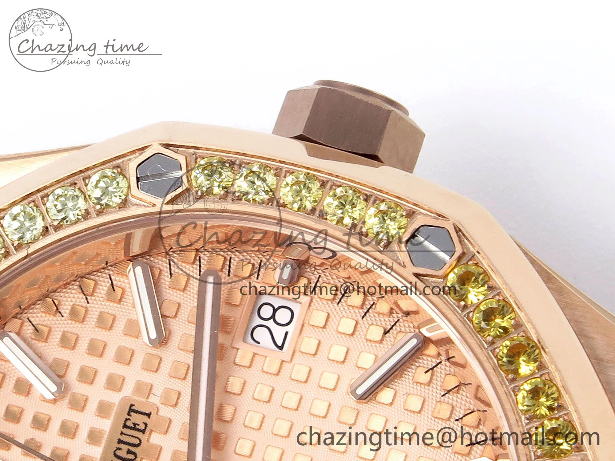 Royal Oak 37mm 15450 RG Rainbow Diamonds Bezel IPF Best Edition RG Dial on RG Bracelet SA3120 Super Clone