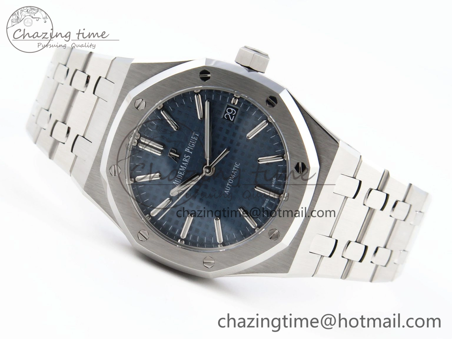 Royal Oak 37mm 15450 SS APSF 1:1 Best Edition Blue Textured Dial on SS Bracelet SA3120 Super Clone
