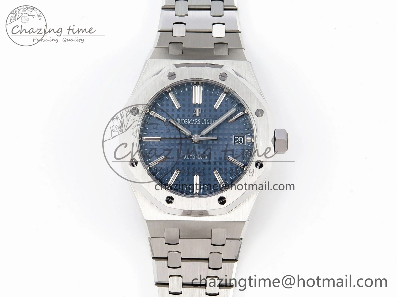 Royal Oak 37mm 15450 SS APSF 1:1 Best Edition Blue Textured Dial on SS Bracelet SA3120 Super Clone