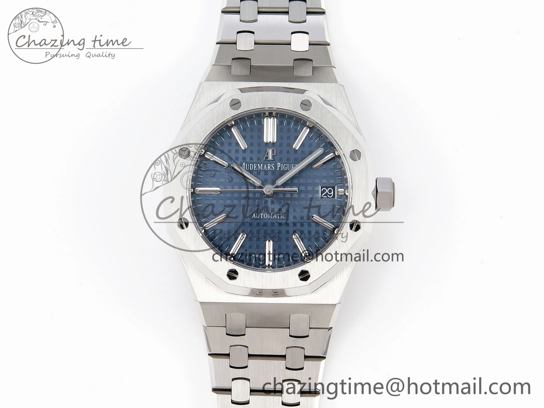 Royal Oak 37mm 15450 SS APSF 1:1 Best Edition Blue Textured Dial on SS Bracelet SA3120 Super Clone