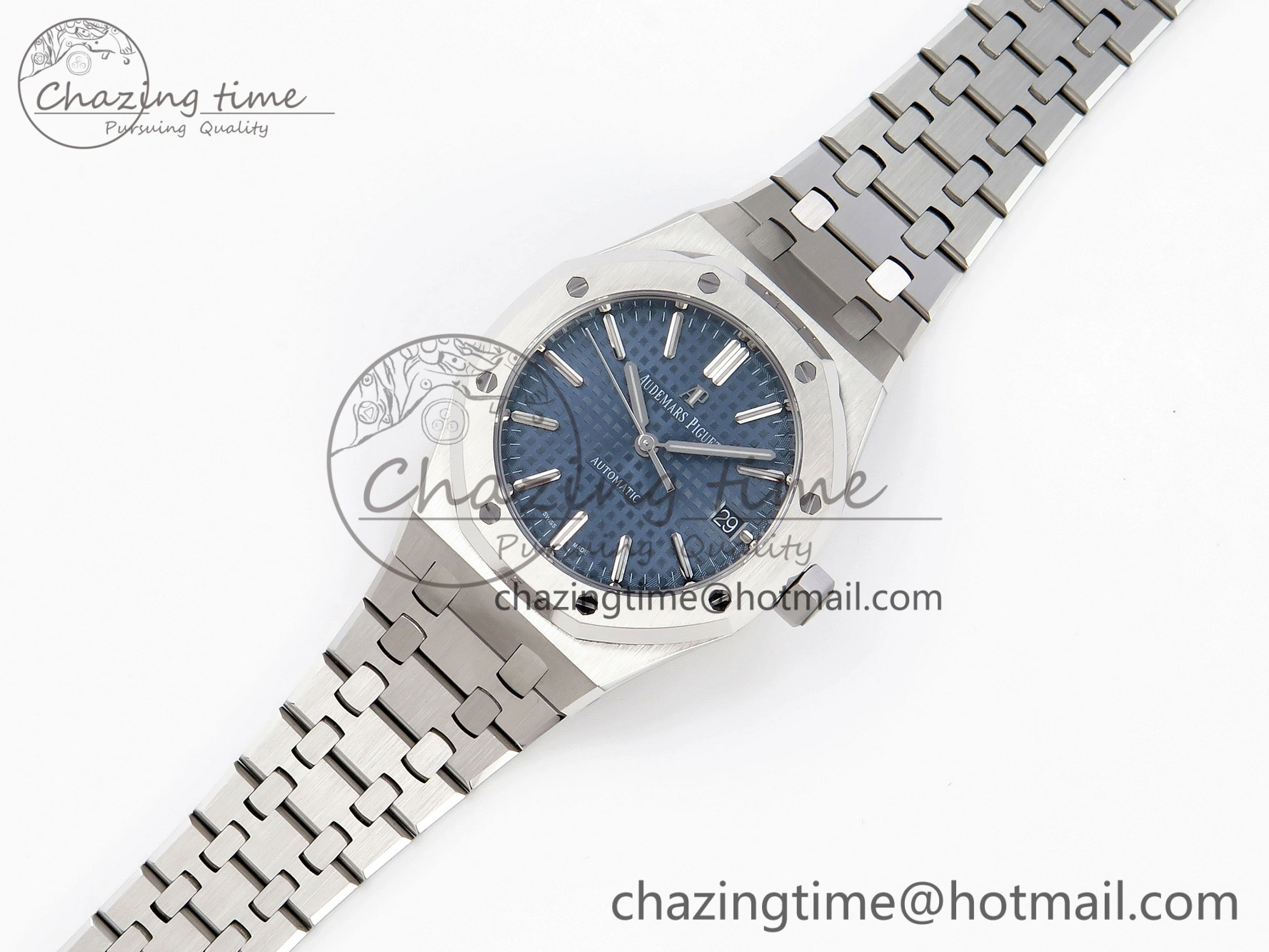 Royal Oak 37mm 15450 SS APSF 1:1 Best Edition Blue Textured Dial on SS Bracelet SA3120 Super Clone