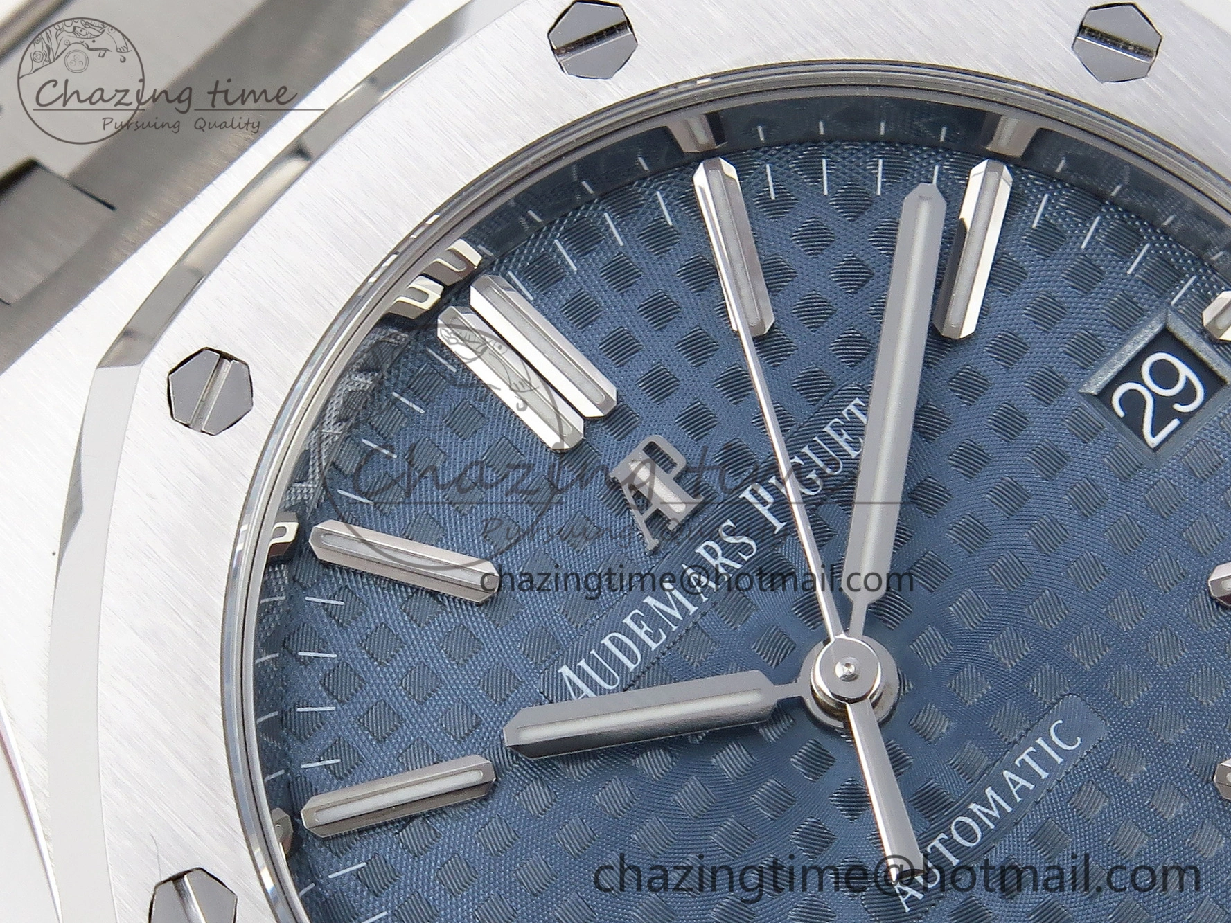 Royal Oak 37mm 15450 SS APSF 1:1 Best Edition Blue Textured Dial on SS Bracelet SA3120 Super Clone