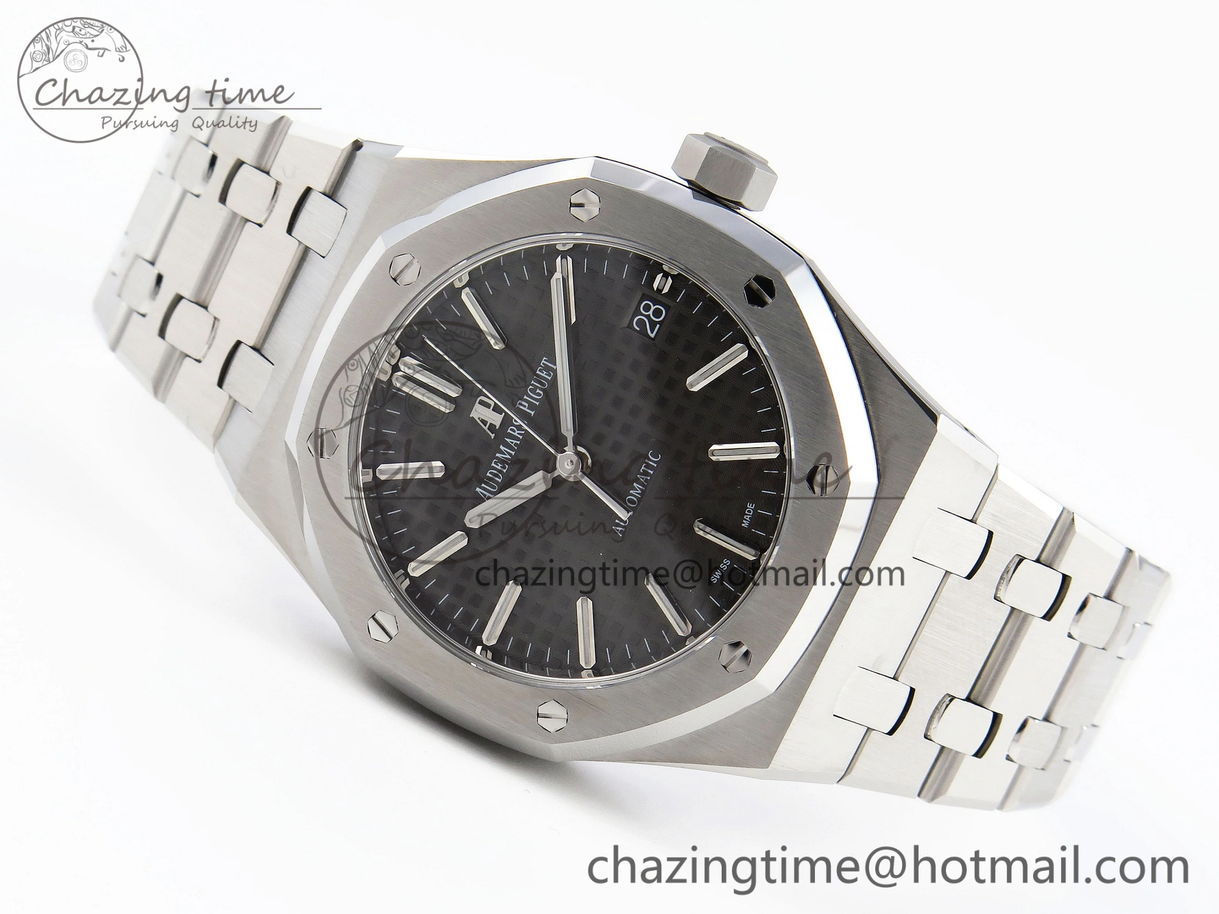 Royal Oak 37mm 15450 SS APSF 1:1 Best Edition Gray Textured Dial on SS Bracelet SA3120 Super Clone