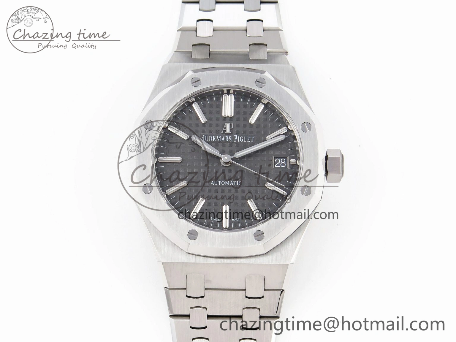 Royal Oak 37mm 15450 SS APSF 1:1 Best Edition Gray Textured Dial on SS Bracelet SA3120 Super Clone