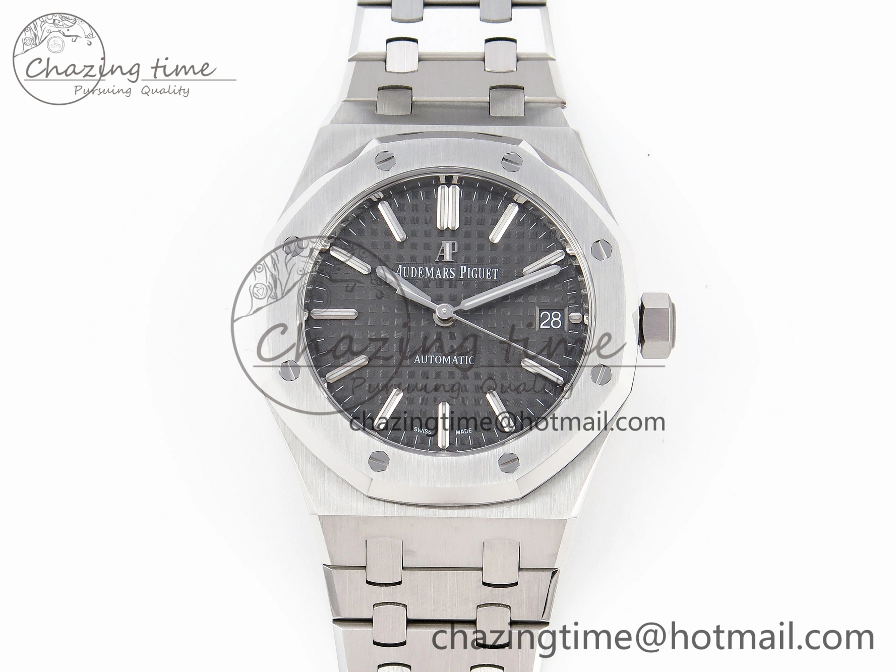 Royal Oak 37mm 15450 SS APSF 1:1 Best Edition Gray Textured Dial on SS Bracelet SA3120 Super Clone