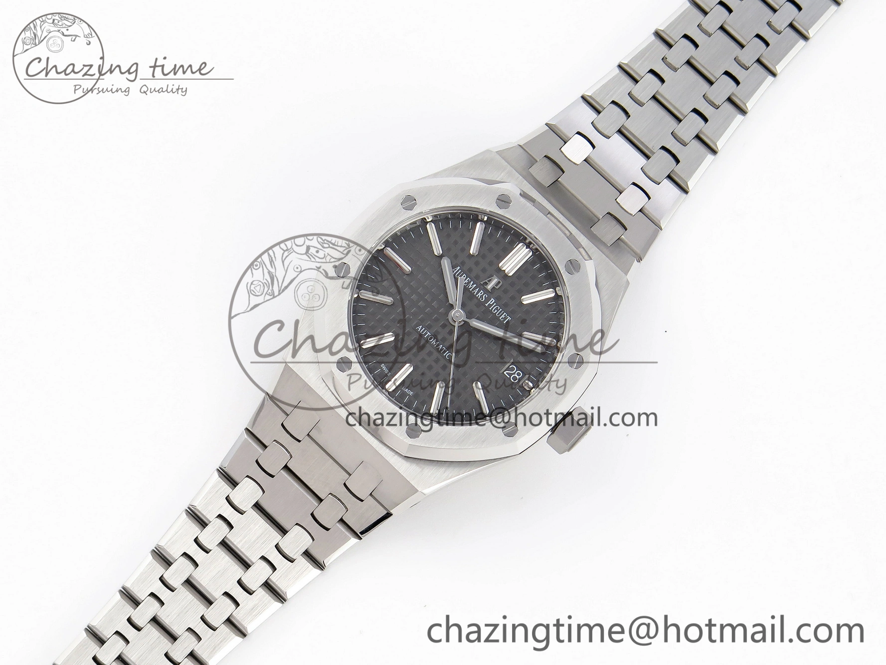 Royal Oak 37mm 15450 SS APSF 1:1 Best Edition Gray Textured Dial on SS Bracelet SA3120 Super Clone