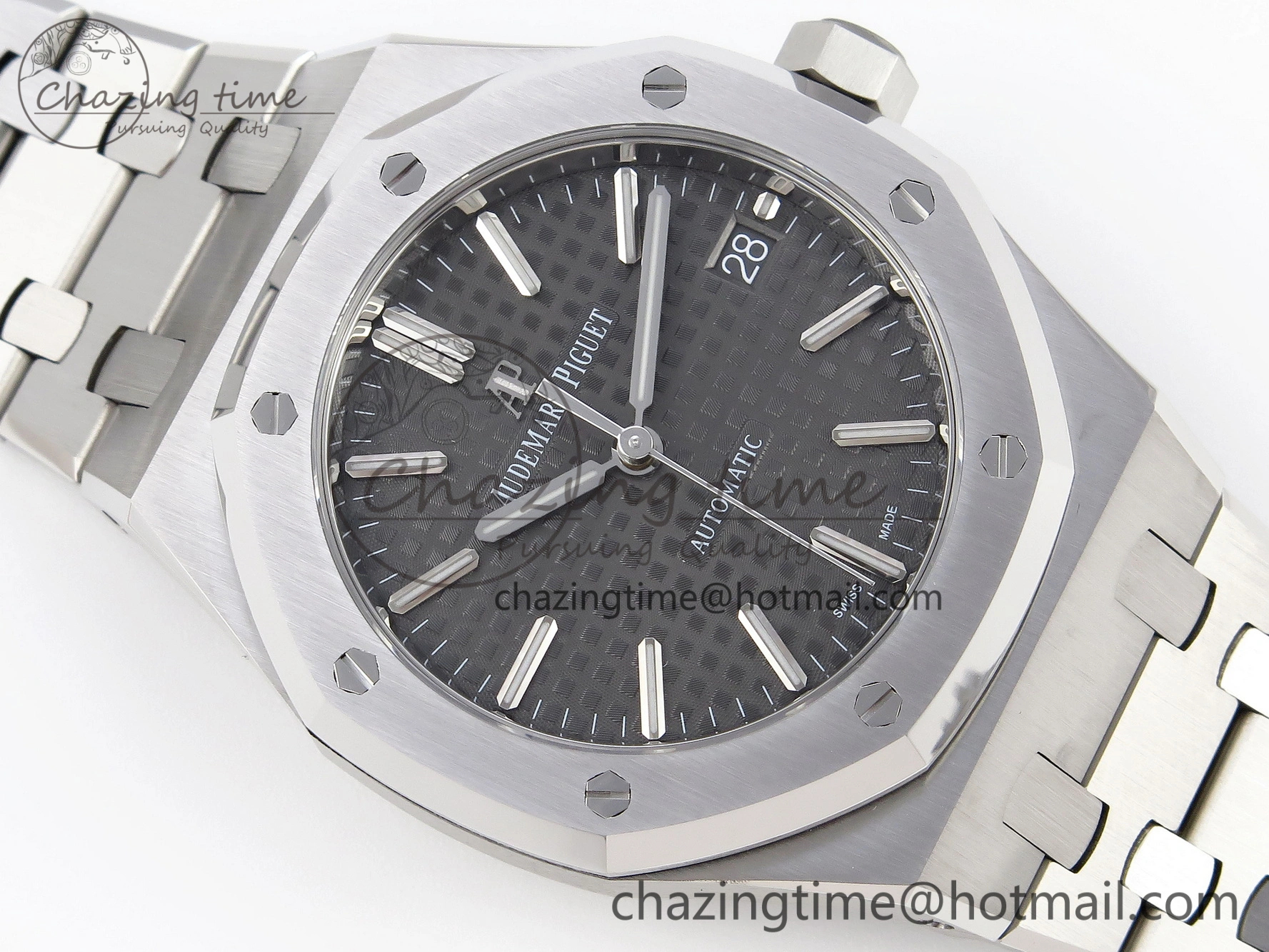 Royal Oak 37mm 15450 SS APSF 1:1 Best Edition Gray Textured Dial on SS Bracelet SA3120 Super Clone