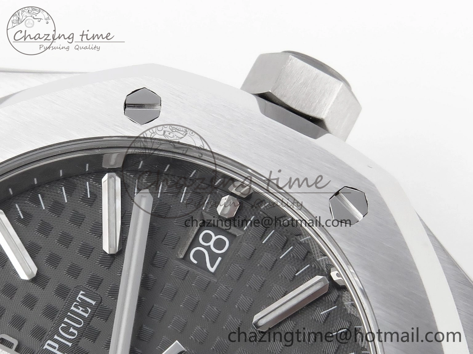 Royal Oak 37mm 15450 SS APSF 1:1 Best Edition Gray Textured Dial on SS Bracelet SA3120 Super Clone