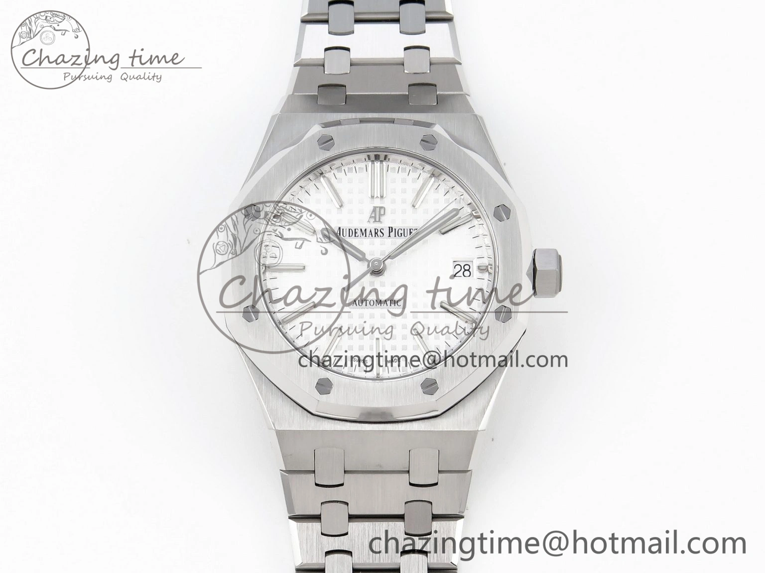 Royal Oak 37mm 15450 SS APSF 1:1 Best Edition White Textured Dial on SS Bracelet SA3120 Super Clone