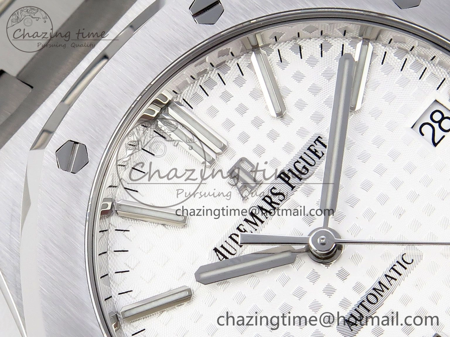 Royal Oak 37mm 15450 SS APSF 1:1 Best Edition White Textured Dial on SS Bracelet SA3120 Super Clone