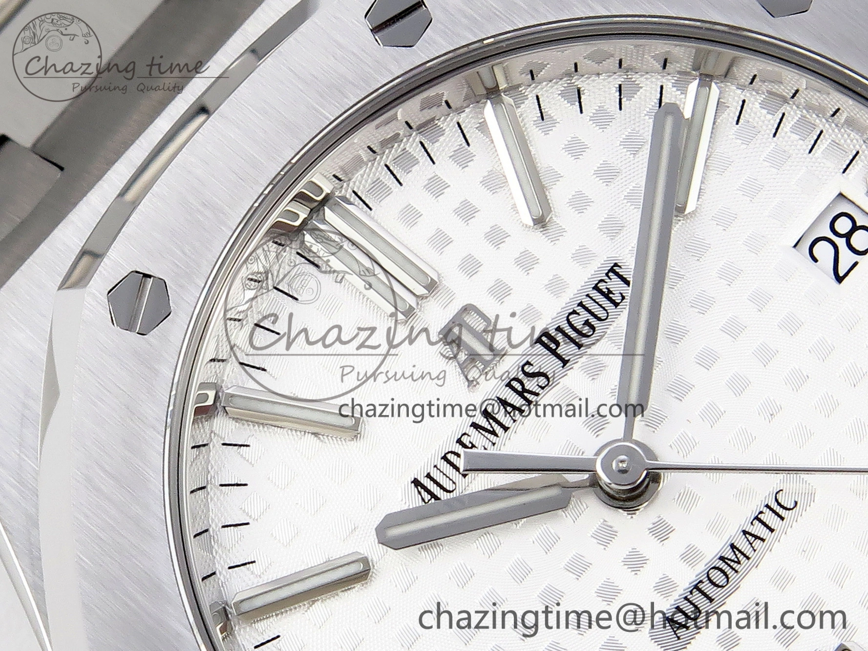 Royal Oak 37mm 15450 SS APSF 1:1 Best Edition White Textured Dial on SS Bracelet SA3120 Super Clone