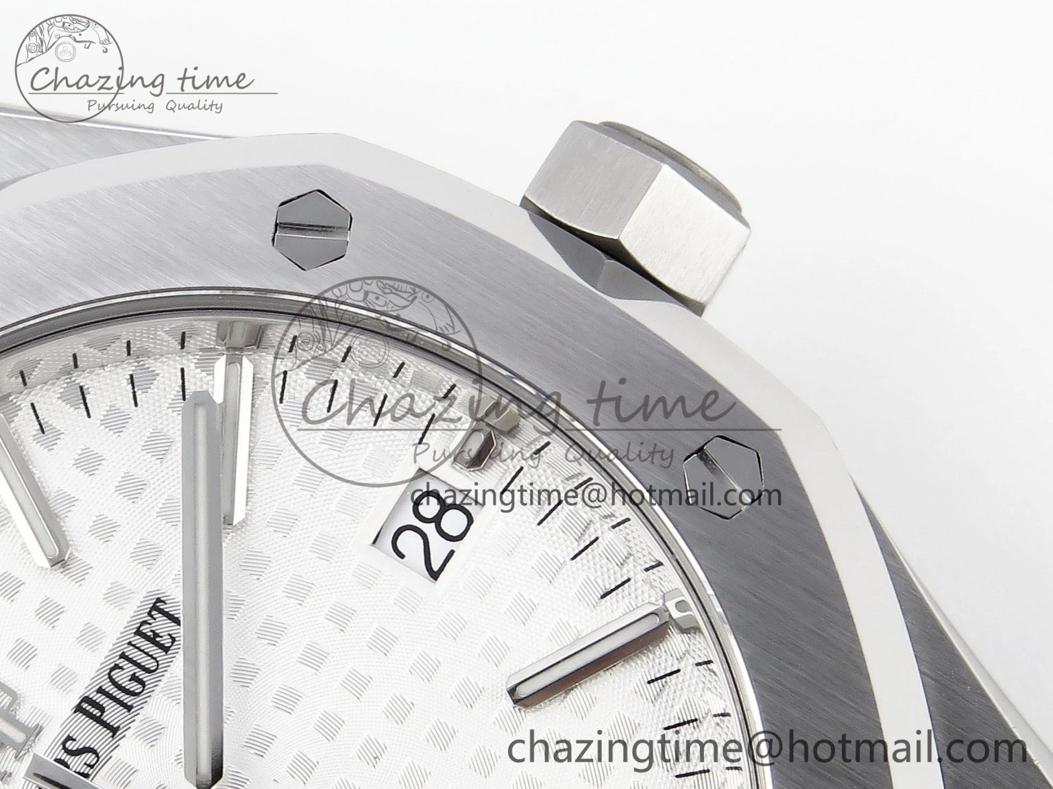Royal Oak 37mm 15450 SS APSF 1:1 Best Edition White Textured Dial on SS Bracelet SA3120 Super Clone