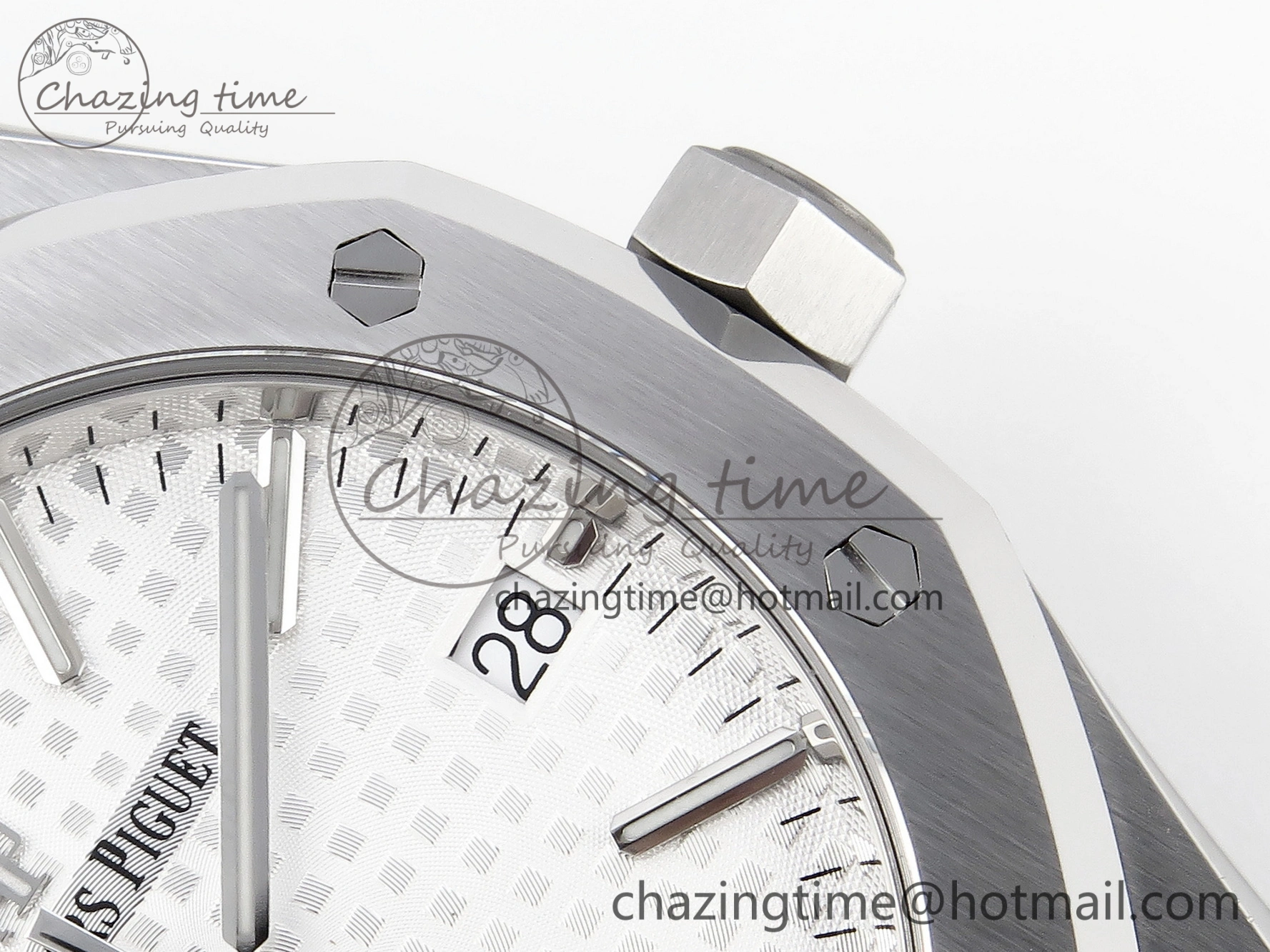 Royal Oak 37mm 15450 SS APSF 1:1 Best Edition White Textured Dial on SS Bracelet SA3120 Super Clone