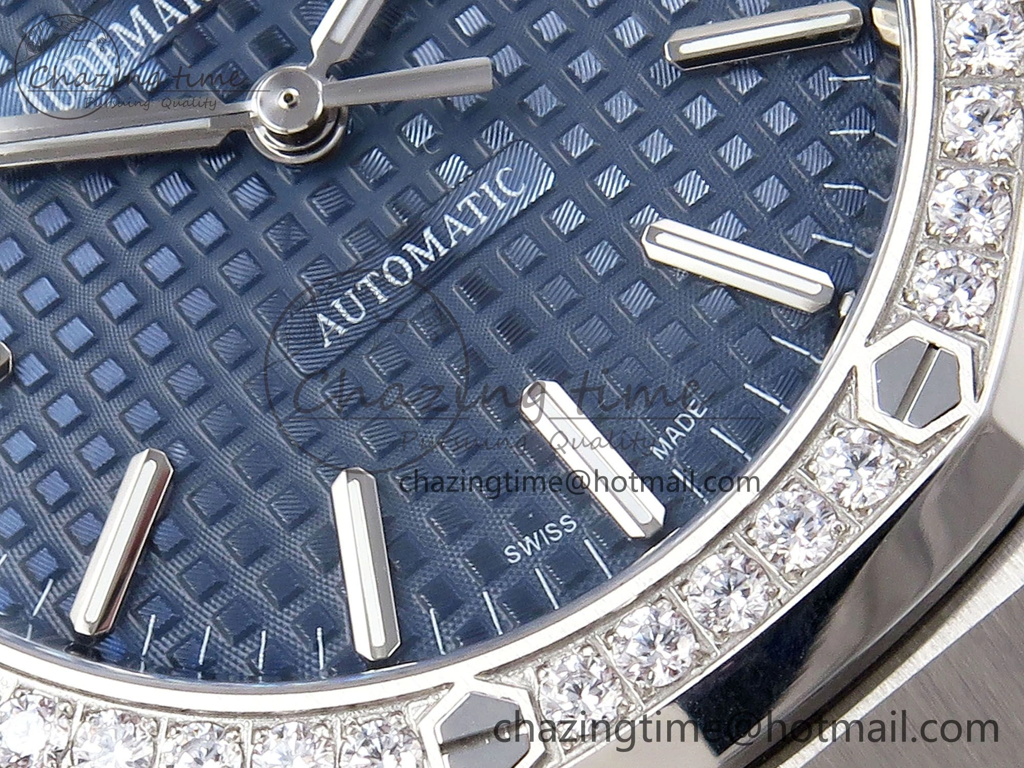 Royal Oak 37mm 15450 SS Diamonds Bezel IPF Best Edition Blue Dial on SS Bracelet SA3120 Super Clone