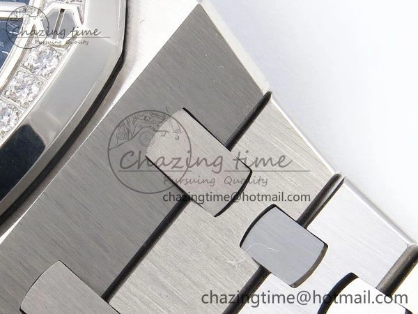 Royal Oak 37mm 15450 SS Diamonds Bezel IPF Best Edition Blue Dial on SS Bracelet SA3120 Super Clone