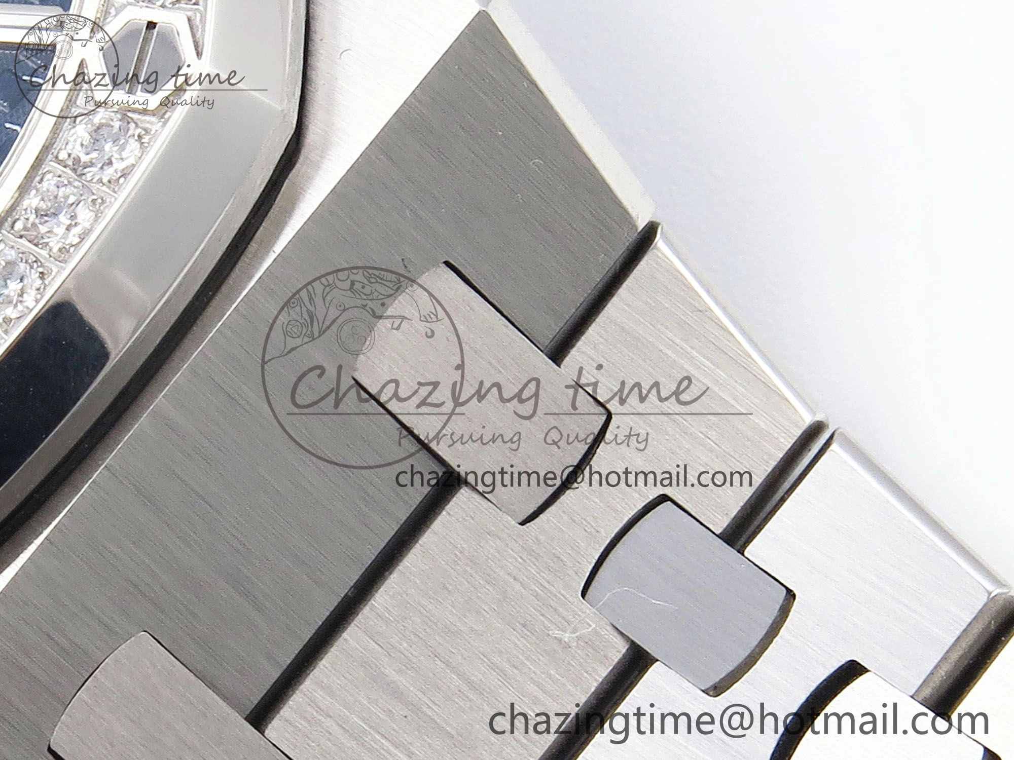 Royal Oak 37mm 15450 SS Diamonds Bezel IPF Best Edition Blue Dial on SS Bracelet SA3120 Super Clone