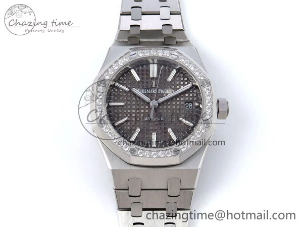 Royal Oak 37mm 15450 SS Diamonds Bezel IPF Best Edition Gray Dial on SS Bracelet SA3120 Super Clone