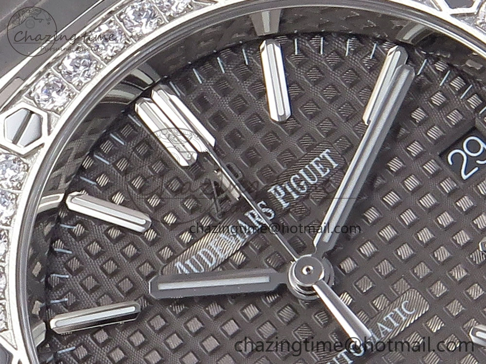 Royal Oak 37mm 15450 SS Diamonds Bezel IPF Best Edition Gray Dial on SS Bracelet SA3120 Super Clone