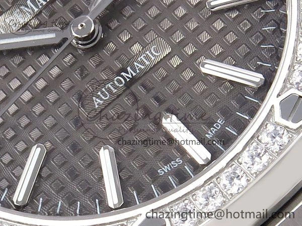 Royal Oak 37mm 15450 SS Diamonds Bezel IPF Best Edition Gray Dial on SS Bracelet SA3120 Super Clone