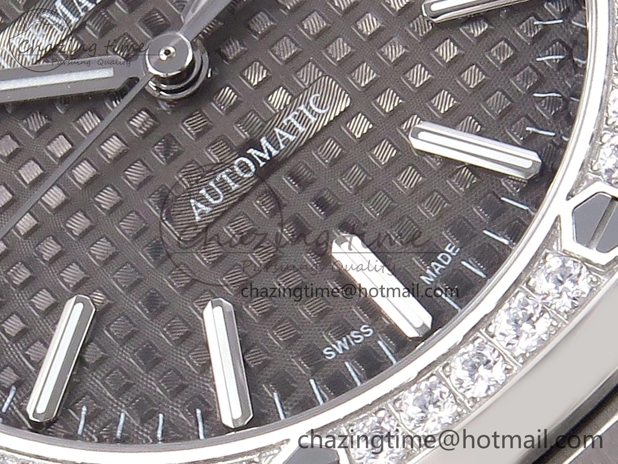 Royal Oak 37mm 15450 SS Diamonds Bezel IPF Best Edition Gray Dial on SS Bracelet SA3120 Super Clone