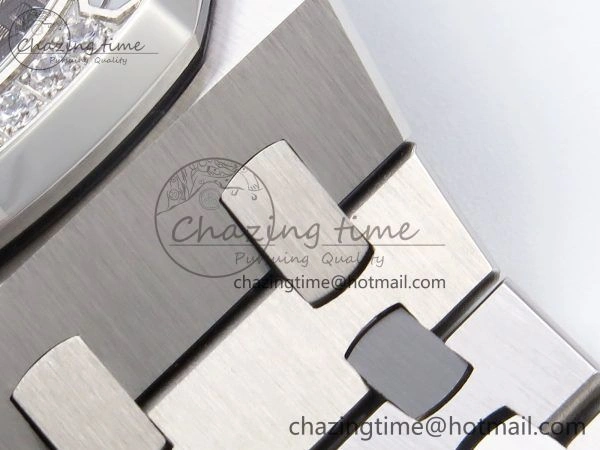 Royal Oak 37mm 15450 SS Diamonds Bezel IPF Best Edition Gray Dial on SS Bracelet SA3120 Super Clone