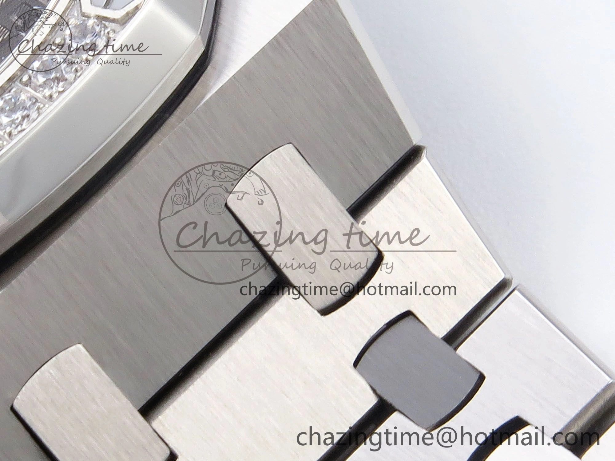 Royal Oak 37mm 15450 SS Diamonds Bezel IPF Best Edition Gray Dial on SS Bracelet SA3120 Super Clone
