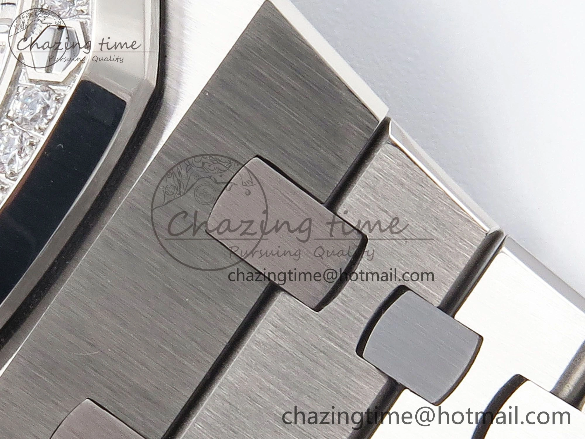 Royal Oak 37mm 15450 SS Diamonds Bezel IPF Best Edition White Dial on SS Bracelet SA3120 Super Clone