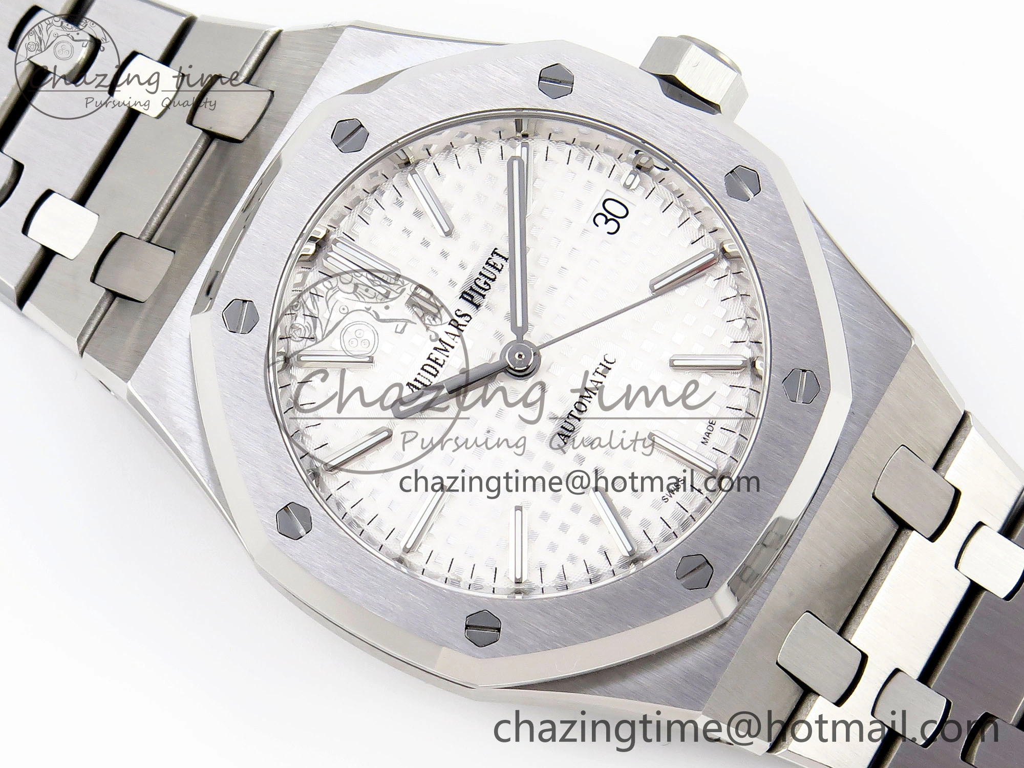 Royal Oak 37mm 15450 SS IPF Best Edition White Dial on SS Bracelet SA3120 Super Clone