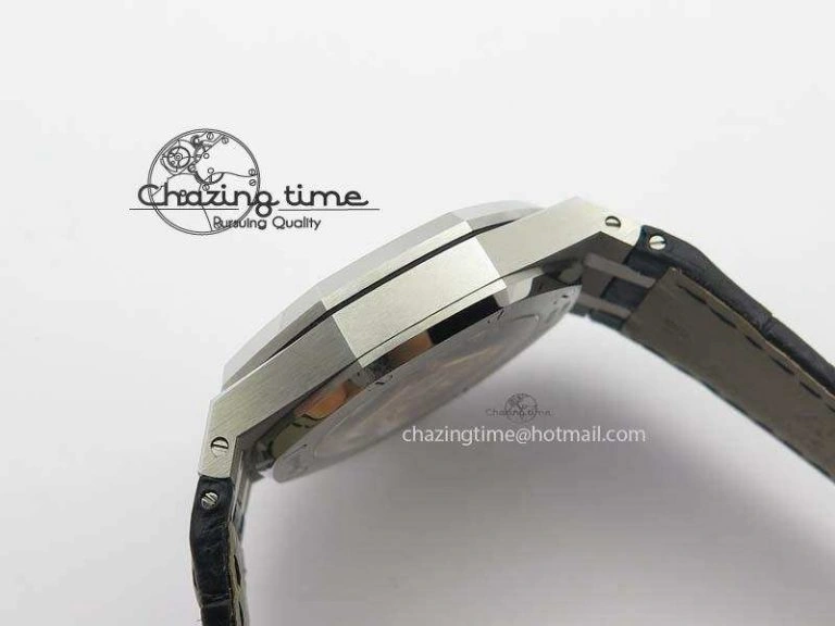 Royal Oak 37mm 15450 SS JF 1:1 Best Edition Black Dial On Black Leather Strap A3120