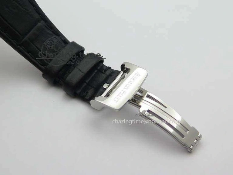 Royal Oak 37mm 15450 SS JF 1:1 Best Edition Black Dial On Black Leather Strap A3120