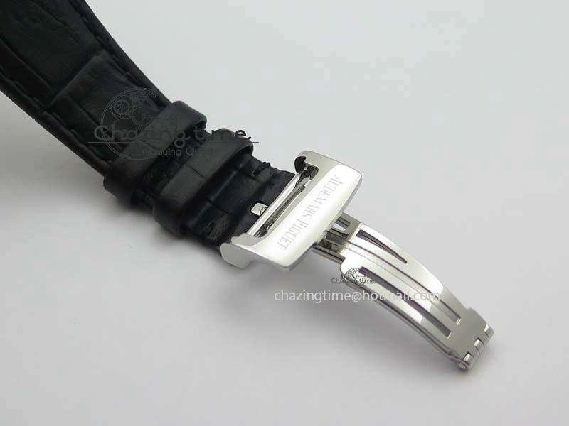 Royal Oak 37mm 15450 SS JF 1:1 Best Edition Black Dial On Black Leather Strap A3120