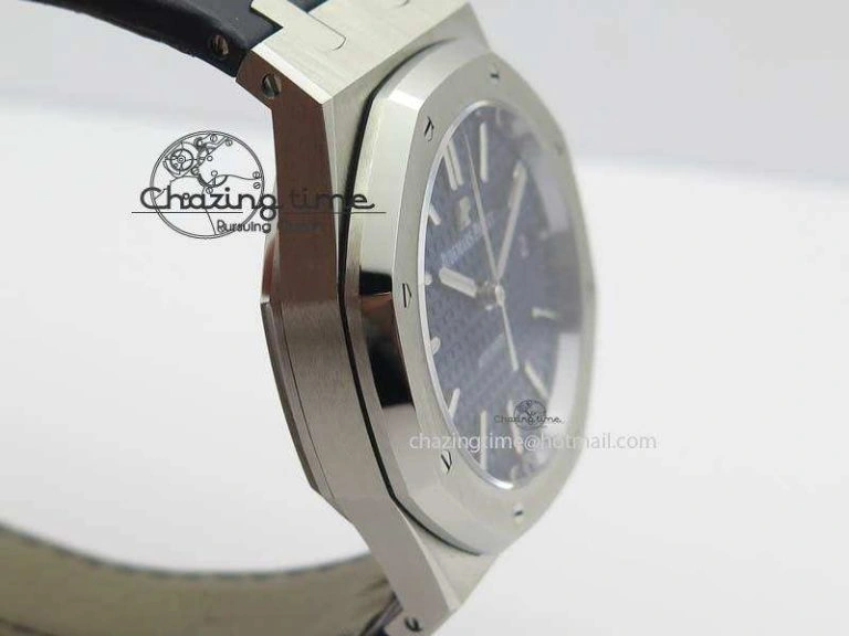 Royal Oak 37mm 15450 SS JF 1:1 Best Edition Blue Dial On Blue Leather Strap A3120