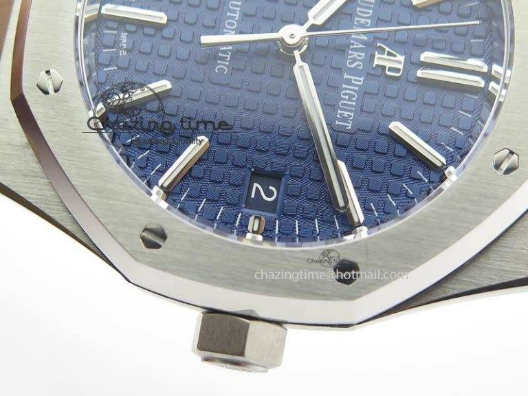 Royal Oak 37mm 15450 SS JF 1:1 Best Edition Blue Dial On Blue Leather Strap A3120