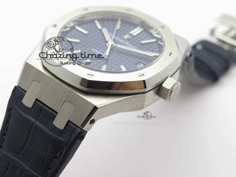 Royal Oak 37mm 15450 SS JF 1:1 Best Edition Blue Dial On Blue Leather Strap A3120